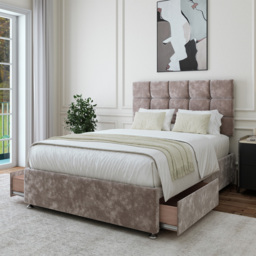 Bedmaster Small Double Silver Chenille 2 Drawer Divan Base with Pearl Headboard - Wilko - thumbnail 3