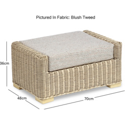 Desser Burford Blush Tweed Natural Rattan Footstool - Size: 48 x 70 x 36cm - Pink - Wilko - thumbnail 5