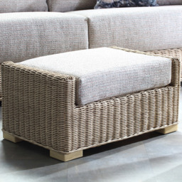 Desser Burford Blush Tweed Natural Rattan Footstool - Size: 48 x 70 x 36cm - Pink - Wilko - thumbnail 1