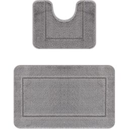 Chelsea 2 Piece Bath Mat Set - Grey - Wilko - thumbnail 1