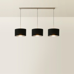 ValueLights Reni Black and Chrome Drum Shade 3 Drop Bar Chrome Diner LED Ceiling Light - Size: 123.5 x 98 x 25cm - Wilko - thumbnail 6