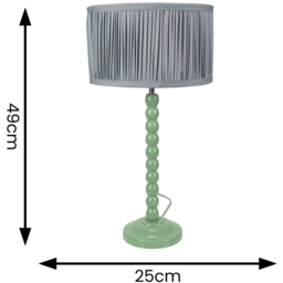 ValueLights Bobbins Ruched Pleated Blue Drum Shade Sage Green LED Table Lamp - Wilko - thumbnail 7