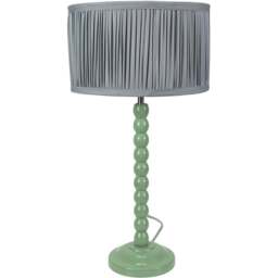 ValueLights Bobbins Ruched Pleated Blue Drum Shade Sage Green LED Table Lamp - Wilko - thumbnail 1