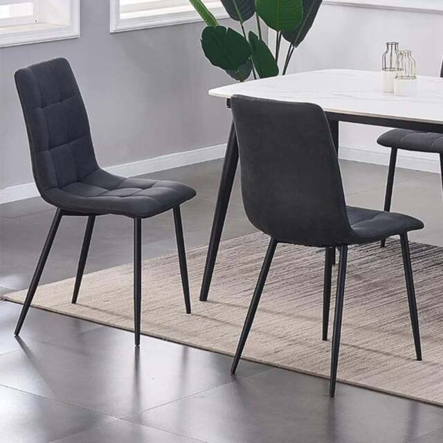 Henri Set of 4 Black Faux Suede Leather Dining Chair - MCC - Wilko - image 1