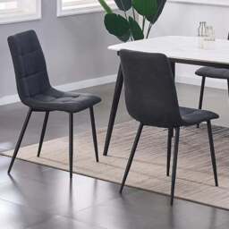 Henri Set of 4 Black Faux Suede Leather Dining Chair - MCC - Wilko