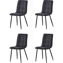 Henri Set of 4 Black Faux Suede Leather Dining Chair - MCC - Wilko - thumbnail 3