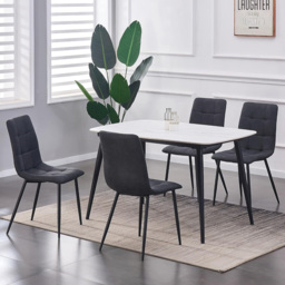Henri Set of 4 Black Faux Suede Leather Dining Chair - MCC - Wilko - thumbnail 7