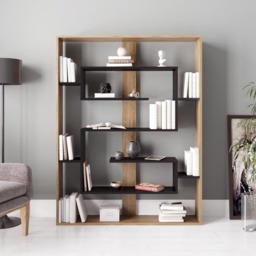 Decorotika Esteban 10 Shelf Black and Oud Geometric Bookcase - Size: 156 x 120 x 22cm - Multi - Wilko - thumbnail 4