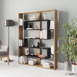 Decorotika Esteban 10 Shelf Black and Oud Geometric Bookcase - Size: 156 x 120 x 22cm - Multi - Wilko - thumbnail 5