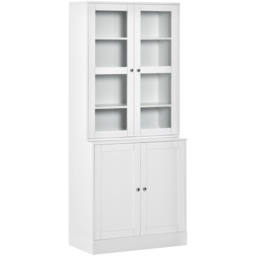 Portland 4 Door White Modern Display Storage Cabinet - Size: 76 x 40 x 179cm - Wilko - thumbnail 3