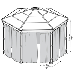 Palram Canopia 2.1 x 2.3m Hexagonal Gazebo Curtain 6 Pack - Size: 0.1 x 232 x 217cm - Grey - Wilko - thumbnail 5
