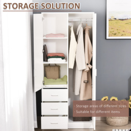 Portland 2 Door 3 Drawer White Mirror Wardrobe - Size: 2 Door, 3 Drawer - Wilko - thumbnail 5