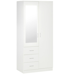 Portland 2 Door 3 Drawer White Mirror Wardrobe - Size: 2 Door, 3 Drawer - Wilko - thumbnail 3