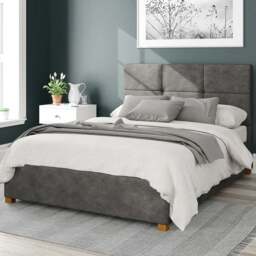 Aspire Caine King Size Granite Kimiyo Linen Ottoman Bed - Grey - Aspire Beds - Wilko