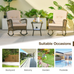 Costway 2 Seater Outdoor Rocking Chair Set Beige - Size: 67 x 86 x 96cm - Cream - Wilko - thumbnail 7