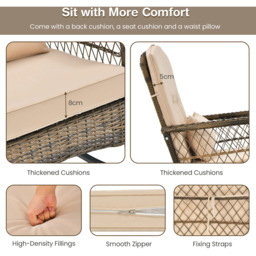 Costway 2 Seater Outdoor Rocking Chair Set Beige - Size: 67 x 86 x 96cm - Cream - Wilko - thumbnail 6
