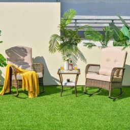 Costway 2 Seater Outdoor Rocking Chair Set Beige - Size: 67 x 86 x 96cm - Cream - Wilko - thumbnail 4