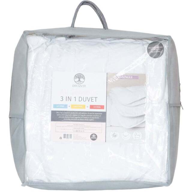 All Seasons Duvet - White - Size: Single - Divante - Wilko - image 1