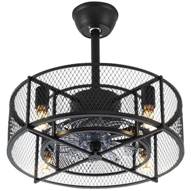 Living and Home 8 Blade Black Industrial Mesh Ceiling Fan Light 15 inch - Size: 38 x 50 x 50cm - Wilko - image 1