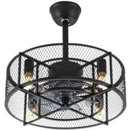 Living and Home 8 Blade Black Industrial Mesh Ceiling Fan Light 15 inch - Size: 38 x 50 x 50cm - Wilko - thumbnail 1