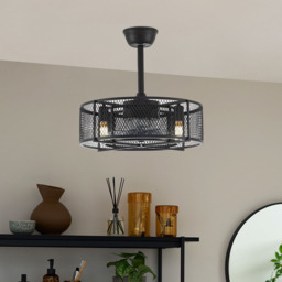Living and Home 8 Blade Black Industrial Mesh Ceiling Fan Light 15 inch - Size: 38 x 50 x 50cm - Wilko - thumbnail 3