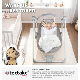 Tectake 5 Speed Adjustable Baby Rocker - Size: 68 x 56 x 75.5cm - Grey - Wilko - thumbnail 7
