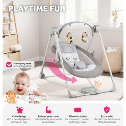 Tectake 5 Speed Adjustable Baby Rocker - Size: 68 x 56 x 75.5cm - Grey - Wilko - thumbnail 4