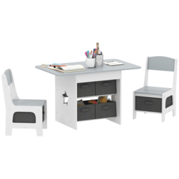 AIYAPLAY 6 Drawer Light Grey Kids Table and Chair Set - Size: 49 x 48 x 80cm - Wilko - thumbnail 3