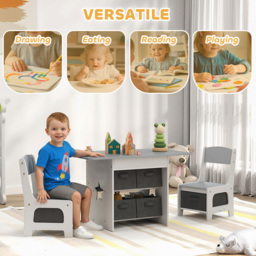 AIYAPLAY 6 Drawer Light Grey Kids Table and Chair Set - Size: 49 x 48 x 80cm - Wilko - thumbnail 5
