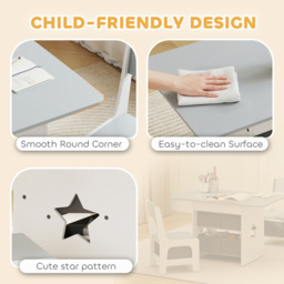 AIYAPLAY 6 Drawer Light Grey Kids Table and Chair Set - Size: 49 x 48 x 80cm - Wilko - thumbnail 7