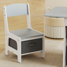 AIYAPLAY 6 Drawer Light Grey Kids Table and Chair Set - Size: 49 x 48 x 80cm - Wilko - thumbnail 4