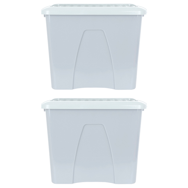 Wham 75L Soft Grey Home Upcycle Storage Box with Lid 2 Pack - Wilko - image 1