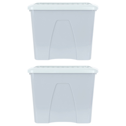 Wham 75L Soft Grey Home Upcycle Storage Box with Lid 2 Pack - Wilko