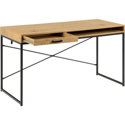 Florence Seaford Single Drawer Single Shelf Office Desk Black and Oak - Furniture To Go - Wilko - thumbnail 6