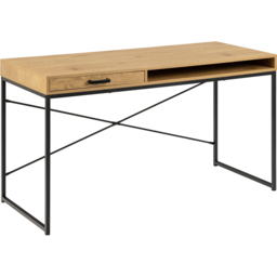 Florence Seaford Single Drawer Single Shelf Office Desk Black and Oak - Furniture To Go - Wilko - thumbnail 3