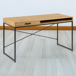 Florence Seaford Single Drawer Single Shelf Office Desk Black and Oak - Furniture To Go - Wilko