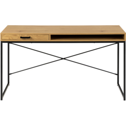 Florence Seaford Single Drawer Single Shelf Office Desk Black and Oak - Furniture To Go - Wilko - thumbnail 4
