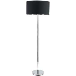 ValueLights Charlie Black and Metallic Shade Chrome Floor Lamp and Bulb - Size: 148 x 45 x 45cm - Silver - Wilko - thumbnail 1