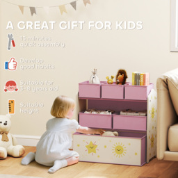 AIYAPLAY 3 Tier Pink Kids Storage Shelf - Size: 66 x 30 x 63cm - Wilko - thumbnail 7