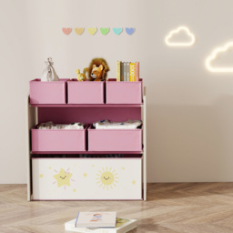 AIYAPLAY 3 Tier Pink Kids Storage Shelf - Size: 66 x 30 x 63cm - Wilko - thumbnail 5