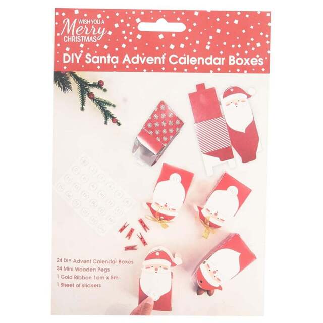DIY Red Santa Advent Calendar Boxes - Size: 19 x 27 x 2 cm - Wilko - image 1