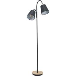 Pacific Lifestyle Juna 2 Way Black Metal and Natural Wood Floor Lamp - Size: 160 x 56 x 24cm - Wilko