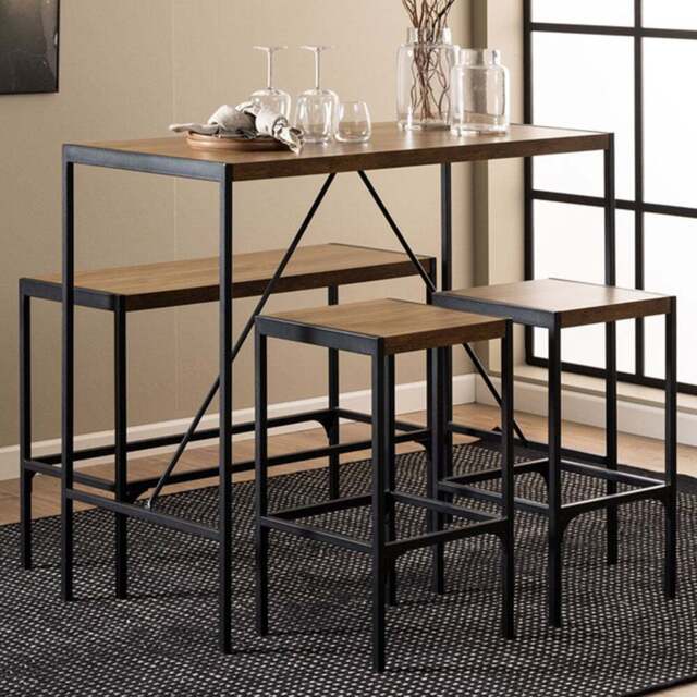 Florence Bahamas Bar Table Set Black and Oak - Size: 4 Seater - Furniture To Go - Wilko - image 1
