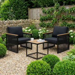 Malay Eiffel 3 Piece Rocker Bistro Set - Black - Size: 2 Seater - Wilko - thumbnail 1