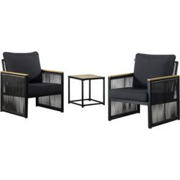 Malay Eiffel 3 Piece Rocker Bistro Set - Black - Size: 2 Seater - Wilko - thumbnail 3