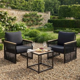 Malay Eiffel 3 Piece Rocker Bistro Set - Black - Size: 2 Seater - Wilko - thumbnail 4