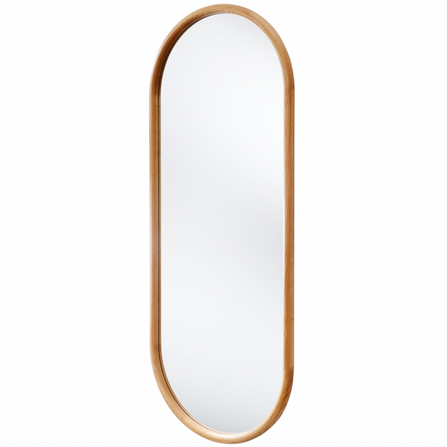 Yearn Natural Solid Oak Oval Wooden Full Length Wall Mirror 150 x 60cm - Oak Natural - Wilko - image 1