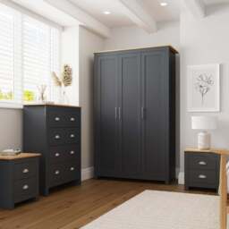 GFW Lancaster Slate Blue 4 Piece Bedroom Furniture Set - Wilko - thumbnail 1