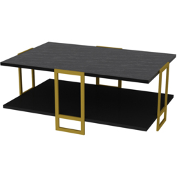 Decorotika Polka 2 Tier Black Marble and Gold Coffee Table - Size: 36.6 x 91.5 x 61.5cm - Multi - Wilko - thumbnail 4