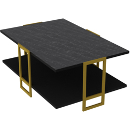 Decorotika Polka 2 Tier Black Marble and Gold Coffee Table - Size: 36.6 x 91.5 x 61.5cm - Multi - Wilko - thumbnail 3